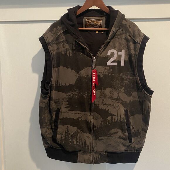 AKOO Other - Akoo Brand Jacket Vest Men XXL Green Camo Full Zip White Mtn Summit 1980 #21